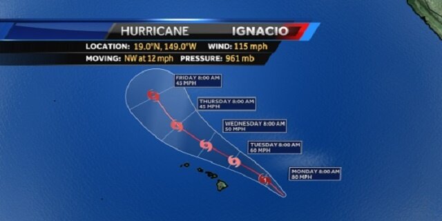 Hurricane Ignacio at peak strength, moves closer to Hawaii photo